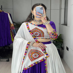 Traditional Mirror Work Rayon Cotton Lehenga Choli Set